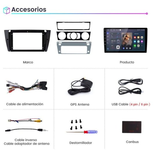Autoradio JUNSUN BMW Serie 3 Android 15 2+64GB CarPlay GPS