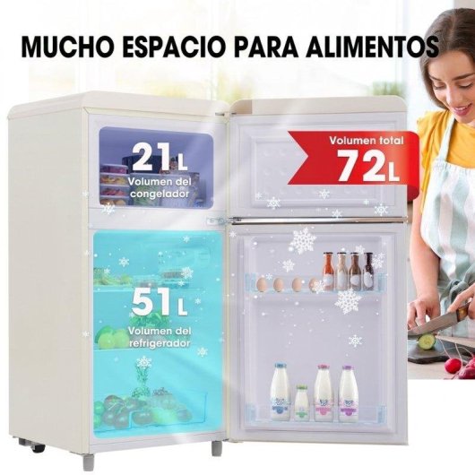 Frigorífico Mini Dos Puertas Rolipo ES314740WAA Defrost 91cm 72L E Blanco