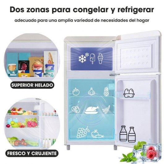 Frigorífico Mini Dos Puertas Rolipo ES314740WAA Defrost 91cm 72L E Blanco