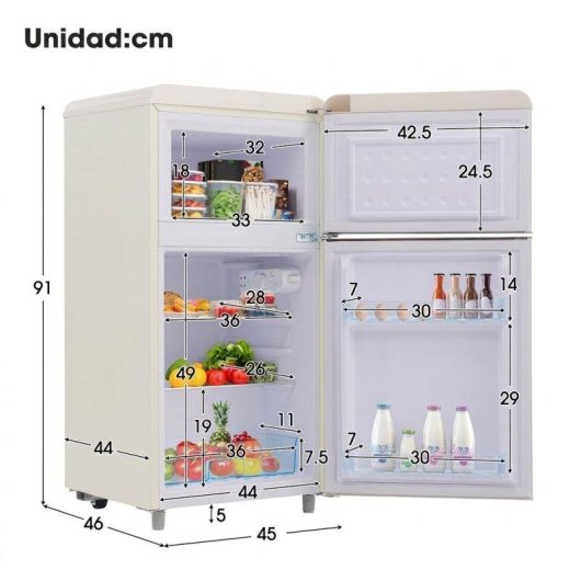 Frigorífico Mini Dos Puertas Rolipo ES314740WAA Defrost 91cm 72L E Blanco