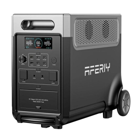 Estación de energía AFERIY P310 3840Wh 3 puertos AC y 8 puertos USB Batería LiFePO4 Ruedas y app móvil
