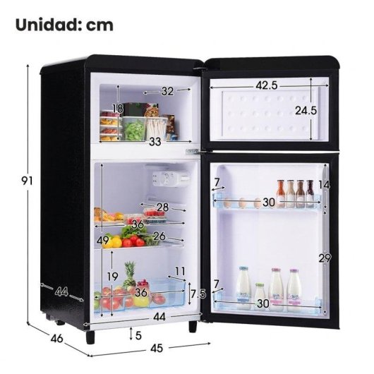 Frigorífico Mini Rolipo Dos Puertas ES314740SAA Defrost 91cm 72L E Negro