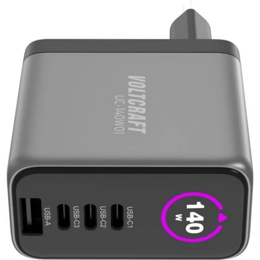 Chargeur USB multi-port Voltcraft UC-140W01 GaN 165W ecran couleur