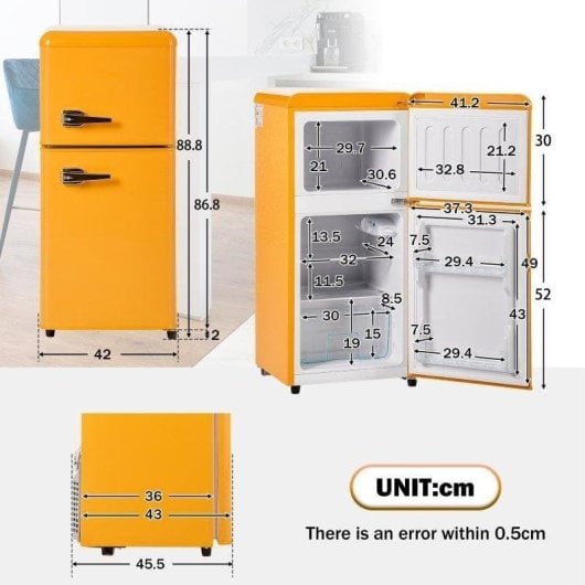 Koelkast Mini Rolipo ES310549GAA Defrost 88,8cm 60L E Geel