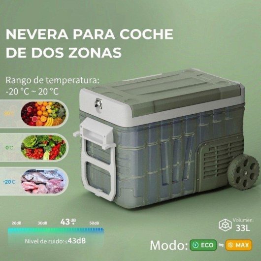 Frigorífico portátil Rolipo T3323P355503 33L silencioso com compressor e rodas