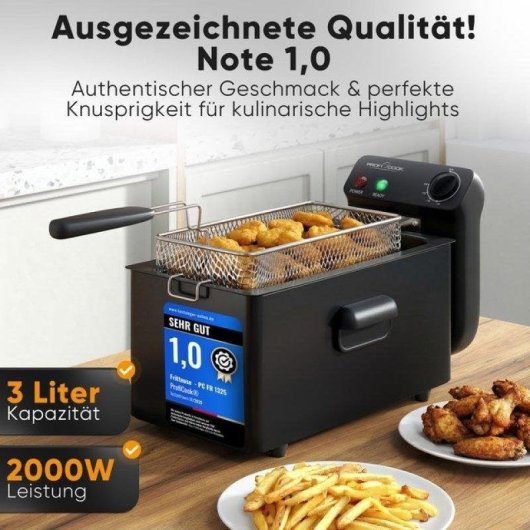 Friteuse ProfiCook PC-FR 1325 3L 2000W met Koude Zone en Thermostaat