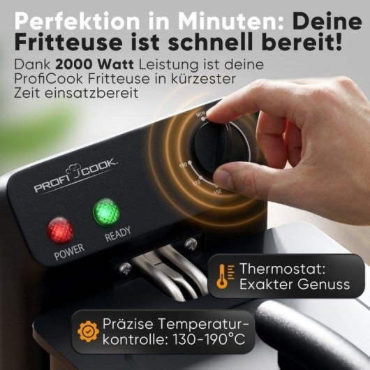 Friteuse ProfiCook PC-FR 1325 3L 2000W met Koude Zone en Thermostaat