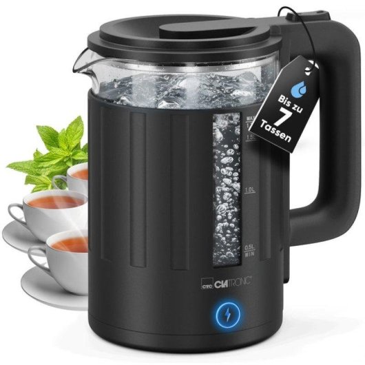 Wasserkessel elektrisch Clatronic WK 3837 G Glas 1,7 l