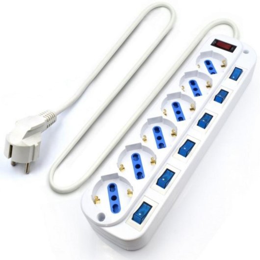 Steckdosenleiste Ewent EW3932 6 Steckplätze mit Schutz und Einzelschaltern