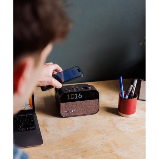 Reveil Moment Charge Noir Cafe Audio 10W Lade Funk Unf Helzen