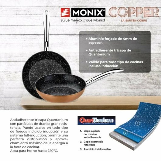 Poele grille Monix Copper 28 cm aluminium forge antiadhere