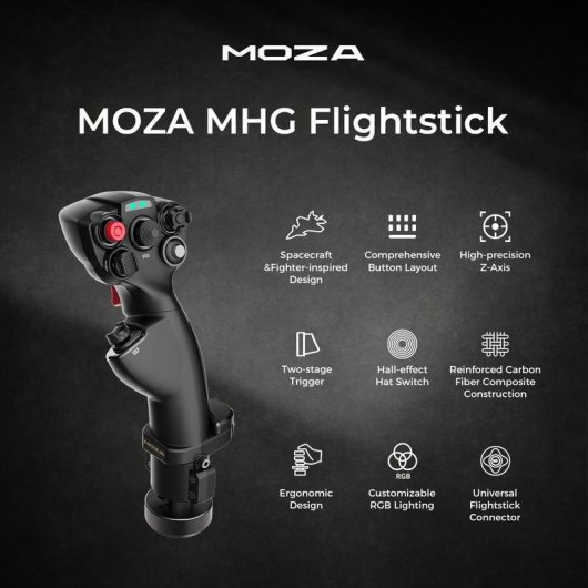 Palanca de vuelo MOZA MHG Flight Stick Negro