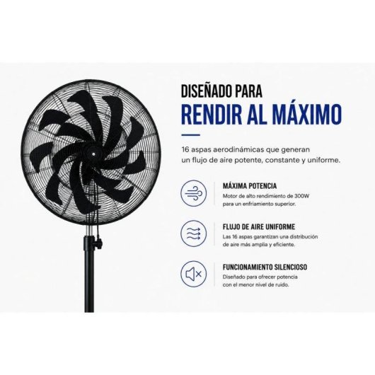 Standventilator Industrie Bilake Centurion 300W 65cm 16 Flügel Oszillierend