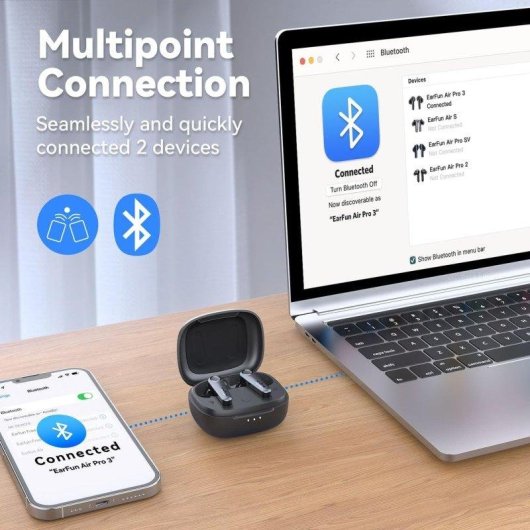 Auricolari Fargo Air Pro 3 Bluetooth 5.3 con Cancellazione Rumore 43 dB e 6 Microfoni