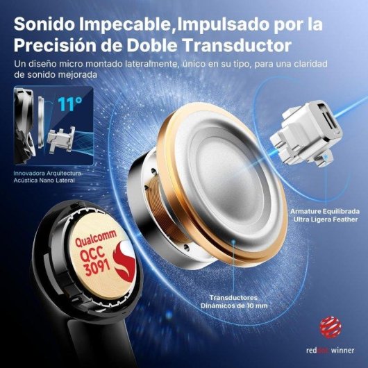 Auricolari Fargo Bluetooth wireless con cancellazione adattiva del rumore e 6 microfoni