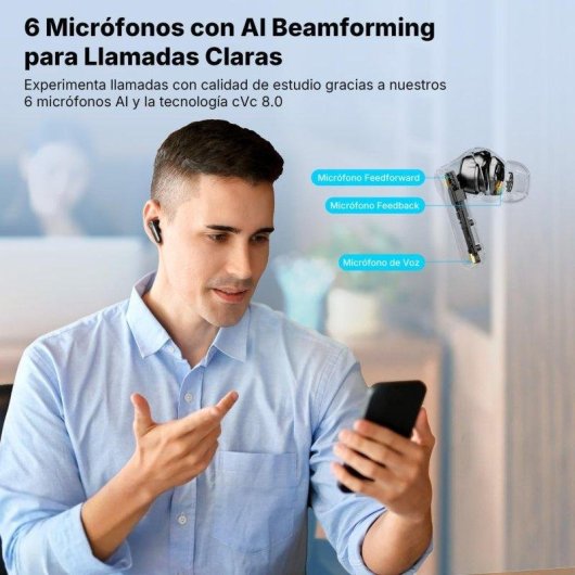 Auricolari Fargo Bluetooth wireless con cancellazione adattiva del rumore e 6 microfoni