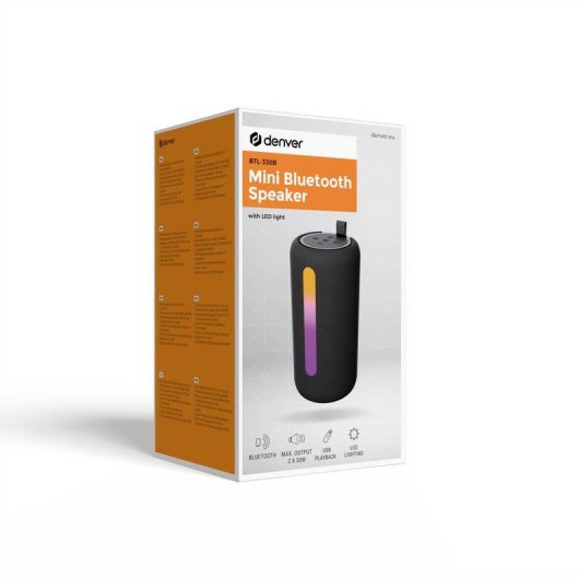Altoparlanti Denver wireless 2 vie Bluetooth 5.3 10W con LED multicolore