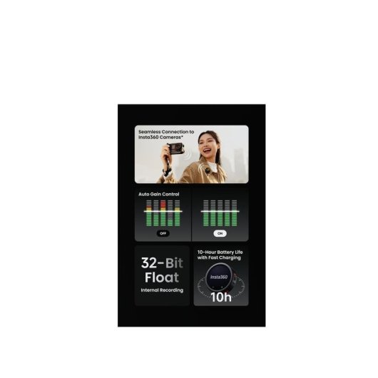 Mikrofon INSTA360 Mic Pro kabellos cardioid mit anpassbarem Display
