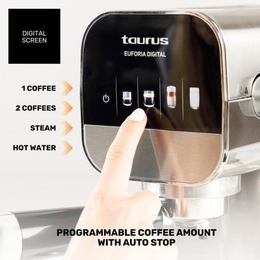 Cafetera Espresso Taurus Euforia Digital 0,9 L 20 bares con vaporizador