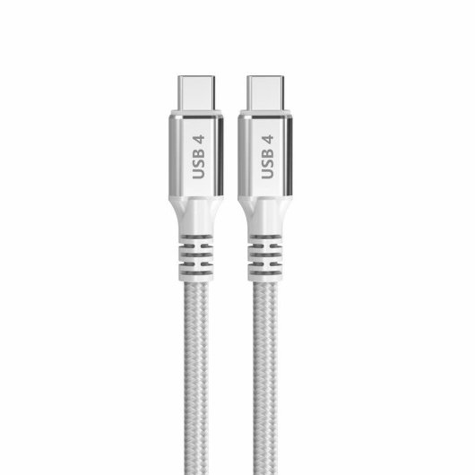 USB-C Kabel DCU Tecnologic USB4 Gen 2x2 240W 40Gbps 1,5m Weiß