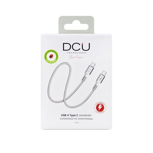 USB-C Kabel DCU Tecnologic USB4 Gen 2x2 240W 40Gbps 1,5m Weiß