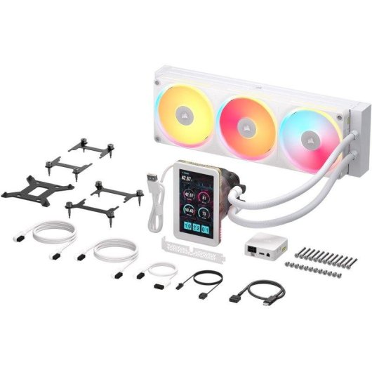 Watercooling Corsair TITAN II 360 Ultra LX LCD 360 mm, 3 ventilateurs blanc