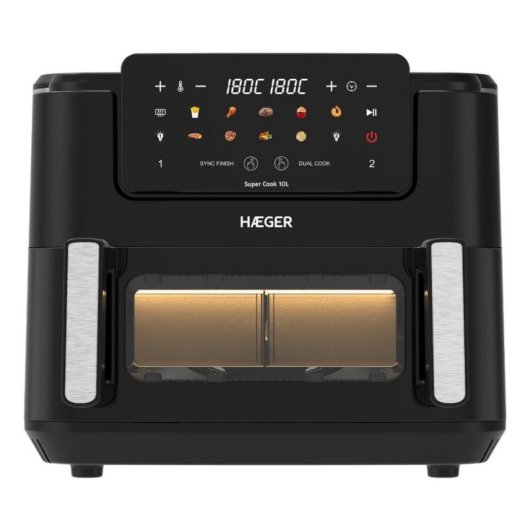 Airfryer Haeger AF-D10.010B Double Compartiment 10L 2600W Minuteur