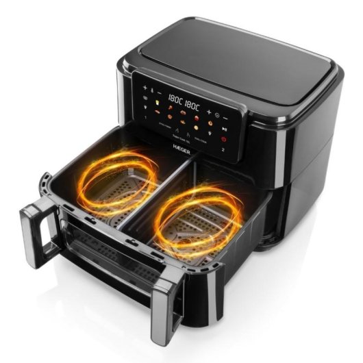 Airfryer Haeger AF-D10.010B Double Compartiment 10L 2600W Minuteur