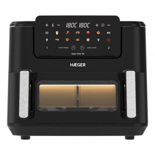 Airfryer Haeger AF-D10.010B Double Compartiment 10L 2600W Minuteur