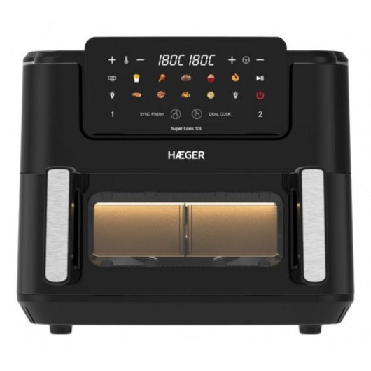 Airfryer Haeger AF-D10.010B Double Compartiment 10L 2600W Minuteur