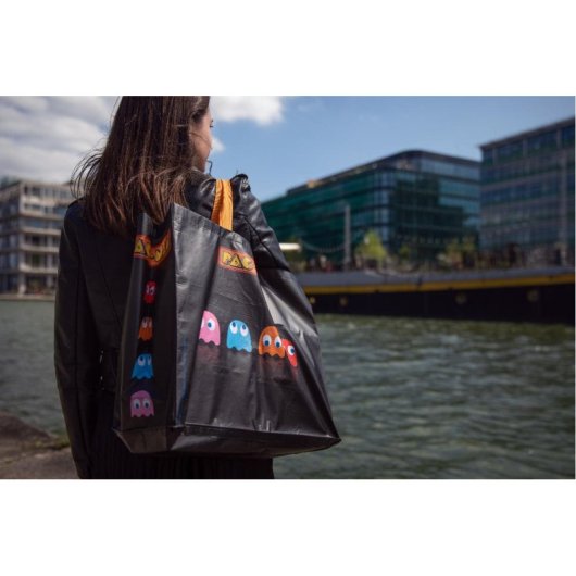 Bolsa de Compras Konix Pac-Man Negra PET Reciclado