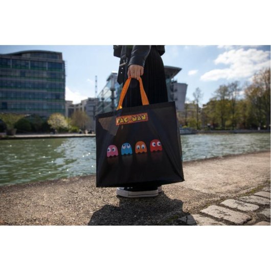 Bolsa de Compras Konix Pac-Man Negra PET Reciclado