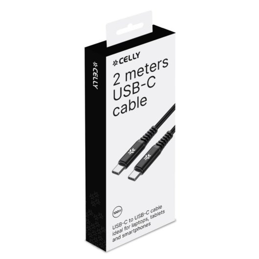 Cavo USB-C Celly 2m Ricarica Veloce 100W Nero