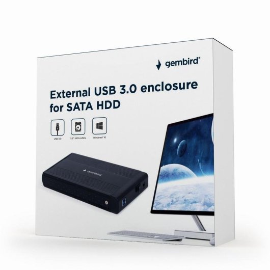 Caja PC Gembird EE3-U3S-3 3.5'' Aluminium Schwarz USB 3.2 Gen 1