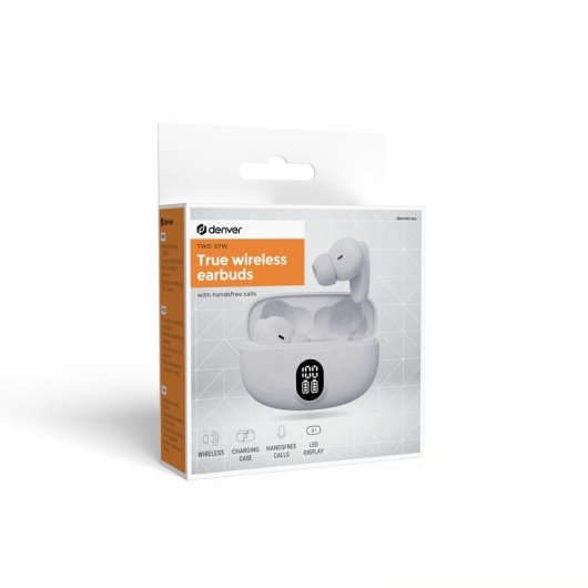 Denver TWE-57W kabellose Bluetooth 5.3 Kopfhörer mit Touch-Steuerung und Mikrofon weiß