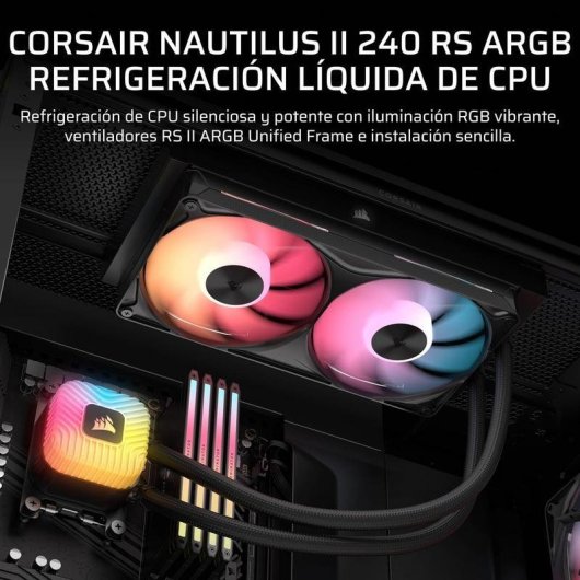 Vloeistofkoeling Corsair Nautilus II 240 RS ARGB 2 Ventilatoren PWM