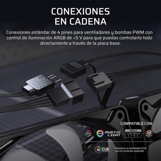 Refrigeración líquida Corsair NAUTILUS II 360 RS ARGB 360mm 3 ventiladores PWM negro