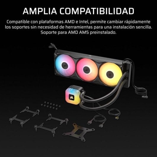 Refrigeración líquida Corsair NAUTILUS II 360 RS ARGB 360mm 3 ventiladores PWM negro