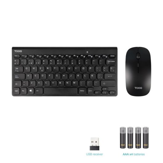 Teclado TooQ TQKMW-3101-B membrana compacto con ratón slim inalámbrico
