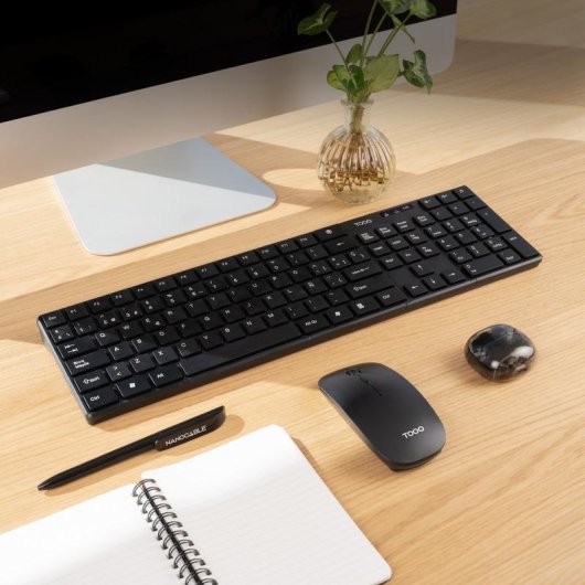 Teclado TooQ TQKMW-3102-B membrana inalámbrico con ratón slim negro