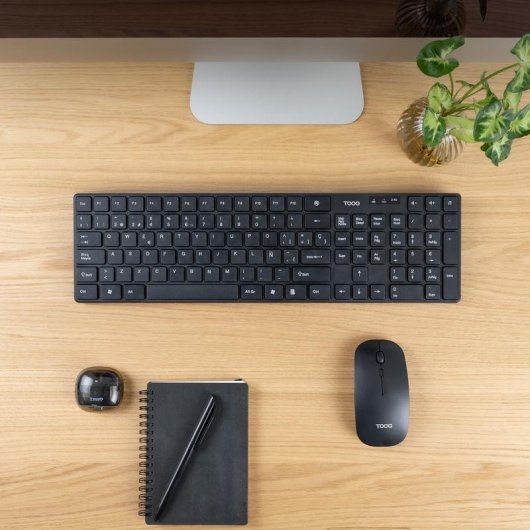 Teclado TooQ TQKMW-3102-B membrana inalámbrico con ratón slim negro