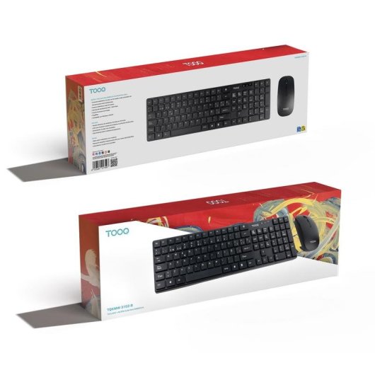 Teclado TooQ TQKMW-3102-B membrana inalámbrico con ratón slim negro