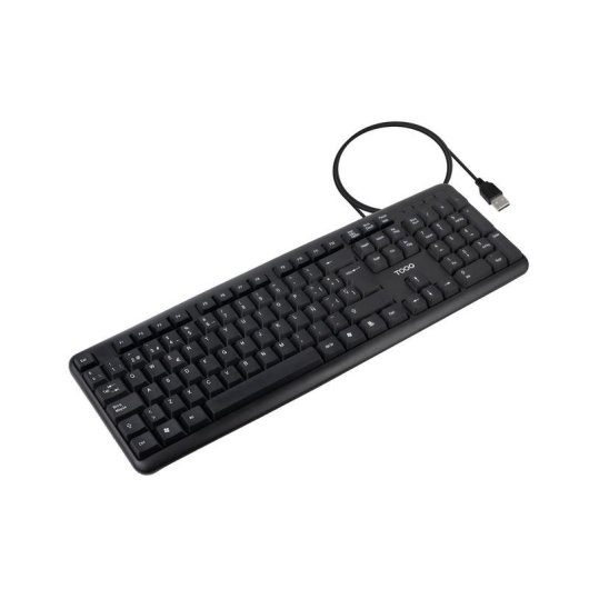 Teclado TooQ TQK-2002-B membrana con cable USB negro 104 teclas