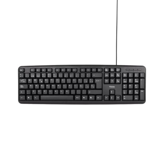 Teclado TooQ TQK-2002-B membrana con cable USB negro 104 teclas