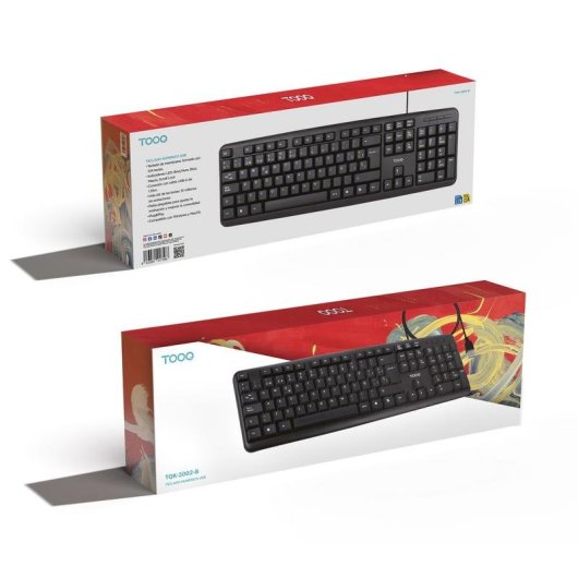 Teclado TooQ TQK-2002-B membrana con cable USB negro 104 teclas