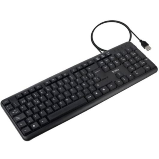 Teclado TooQ TQK-2002-B membrana con cable USB negro 104 teclas