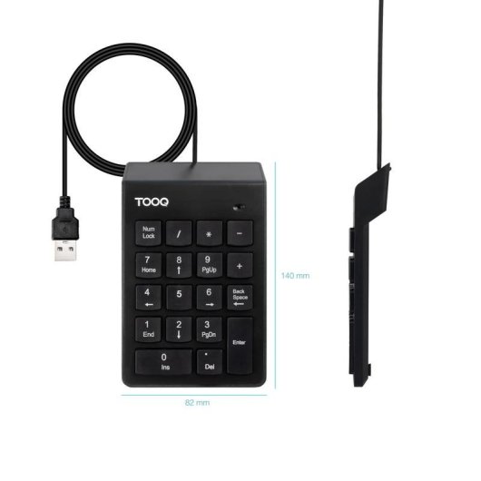 Clavier TooQ TQK-2001-B membrane compact USB noir 19 touches