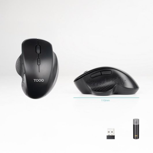 Ratón TooQ TQMWG-1105-B Sans Fil 1600 DPI Noir Ergonomique 6 Boutons