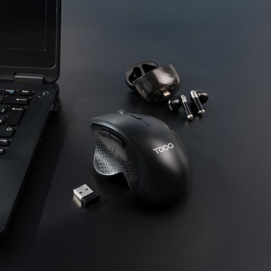 Ratón TooQ TQMWG-1105-B Sans Fil 1600 DPI Noir Ergonomique 6 Boutons