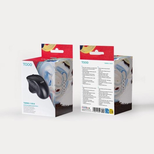 Ratón TooQ TQMWG-1105-B Sans Fil 1600 DPI Noir Ergonomique 6 Boutons
